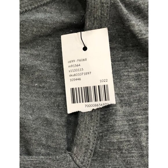 Lane Bryant Size 10-12 Gray Glitter Square Neck T Long Sleeve Shirt New w Tags - Picture 2 of 6